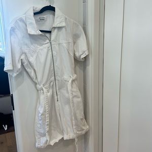 White denim reformation jumpsuit